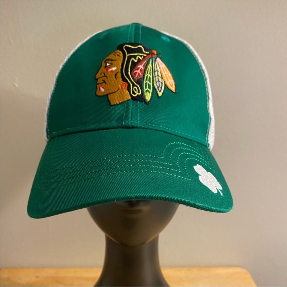 chicago Blackhawks Kick 10 Pro Gear Soft Mesh Green Cap with Embroidered Logo